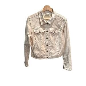 Pilcro and The Letterpress Stretch Velveteen Women's Pink Cream Jacket Size M